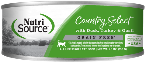 NutriSource - Country Select Duck, Turkey & Quail Recipe - Wet Cat Food - 5.5oz