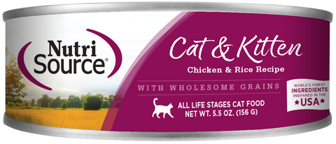 NutriSource - Cat & Kitten Chicken & Rice Recipe - Wet Cat Food - 5.5oz
