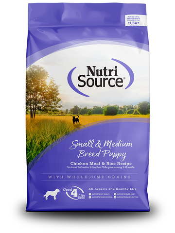 NutriSource - Small & Medium Breed Puppy Chicken Meal & Rice Recipe - Dry Dog Food - 5 lb