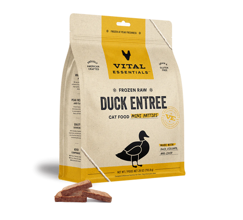 Vital Essentials - Duck Entree Mini Patties - Raw Cat Food - 28 oz (Hillsborough County FL Delivery Only)