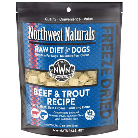 Northwest Naturals - Beef & Trout Nuggets - Freeze-Dried Dog Food - 12 oz