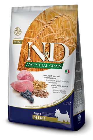 Farmina - N&D Ancestral Grain Lamb & Blueberry Adult Mini - Dry Dog Food - Various Sizes