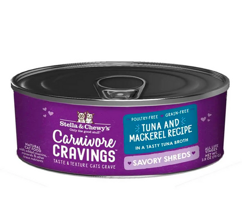 Stella & Chewy's - Carnivore Cravings Savory Shreds Tuna & Mackerel - Wet Cat Food - 2.8oz