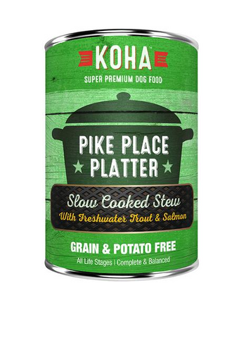 KOHA - Pike Place Platter with Freshwater Trout & Salmon Slow Cooked Stew - Wet Dog Food - 12.7 oz