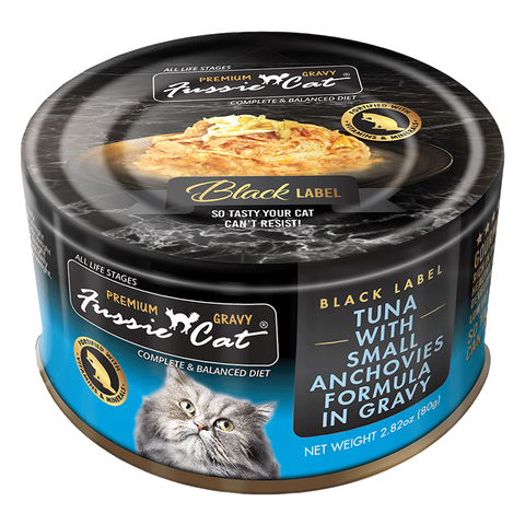 Fussie Cat - Black Label Tuna with Small Anchovies in Gravy - Wet Cat Food - 2.82oz