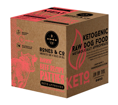 Bones & Co - Barkin' Beef Patties Keto Formula - Raw Dog Food - 18 lb (PRE-ORDER-Local Delivery Only)