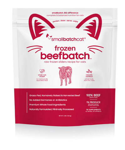 Small Batch - Frozen Beef Batch Sliders - Raw Cat Food - Various Sizes (Local Delivery Only)