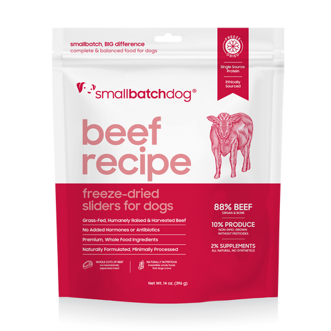 Small Batch - Beef Sliders - Freeze-Dried Dog Food - Various Sizes