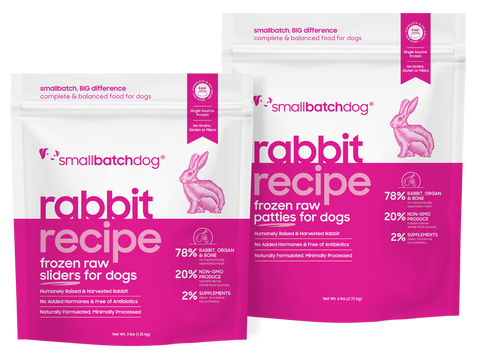 Small Batch - Frozen Rabbit Batch Sliders - Raw Dog Food - 3 lb (Local Delivery Only)