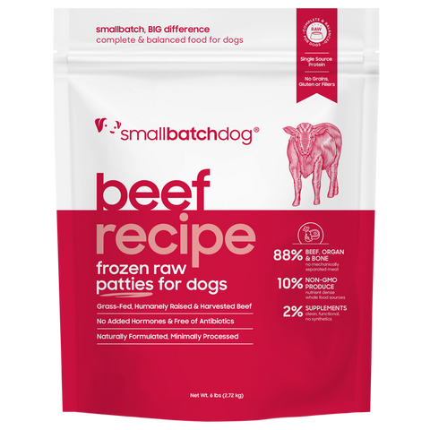 Small Batch - Frozen Beef Batch Patties - Raw Dog Food - 6 lb (Local Delivery Only)
