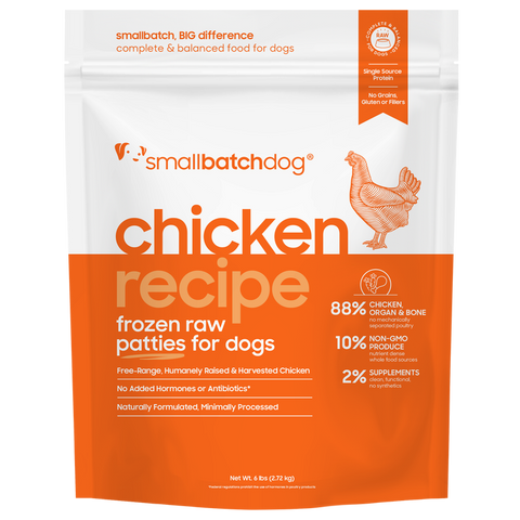 Small Batch - Chicken Batch Patties - Raw Dog Food - 6 lb (Local Delivery Only)