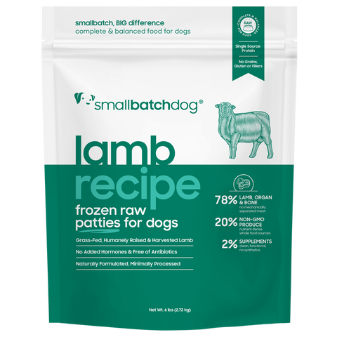 Small Batch - Frozen Lamb Batch Patties - Raw Dog Food - 6 lb (Local Delivery Only)