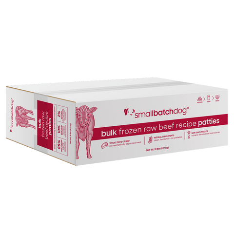 Small Batch - Frozen Raw Beef Patties - Raw Dog Food - 18 lb (Local Delivery Only)