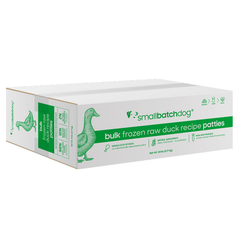 Small Batch - Frozen Duck Patties Bulk Box - Raw Dog Food - 18 lb (PRE-ORDER Local Delivery Only)