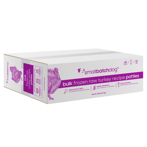 Small Batch - Turkey Patties Bulk Box - Raw Dog Food - 18 lb (Local Delivery Only)
