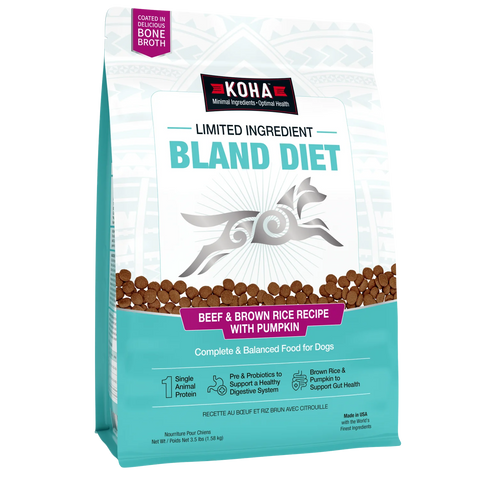 KOHA - Limited Ingredient Bland Diet Beef & Brown Rice Recipe with Pumpkin - Dry Dog Food - Various Sizes