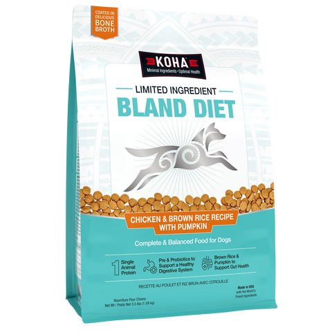 KOHA - Limited Ingredient Bland Diet Chicken & Brown Rice Recipe with Pumpkin - Dry Dog Food - Various Sizes