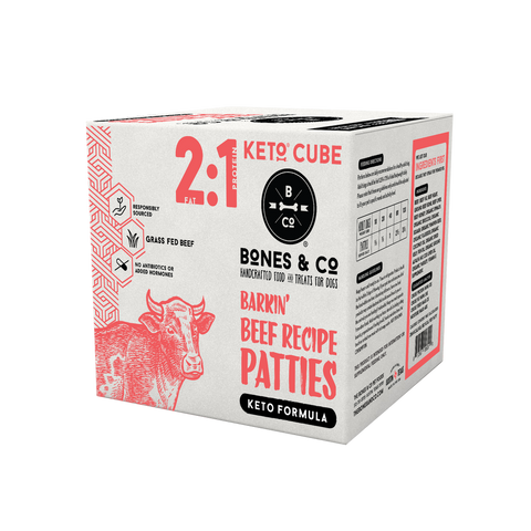 Bones & Co - Frozen Barkin' Beef 2:1 Keto Cubes - Raw Dog Food - 18 lb (PRE-ORDER-Local Delivery Only)