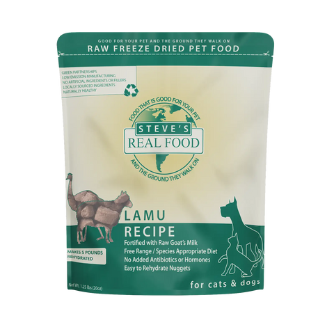 Steve's Real Food - Lamu Lamb Emu Nuggets - Freeze-Dried Dog Food - 1.25 lb