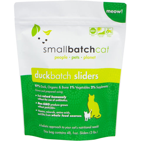 Small Batch - Frozen Duck Batch Sliders - Raw Cat Food - 3 lb (PRE-ORDER-Local Delivery Only)