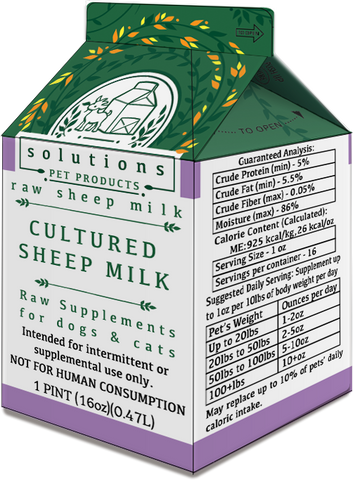 Solutions Pet Products - Cultured Raw Frozen Sheep Milk (Local Delivery Only)