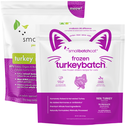 Small Batch - Frozen Turkey Batch Sliders - Raw Cat Food - Various Sizes (Local Delivery Only)