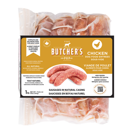 The Butcher's Pup - Chicken Sous-Vide Sausages - Gently Cooked Dog Food - 1 lb (Local Delivery Only)