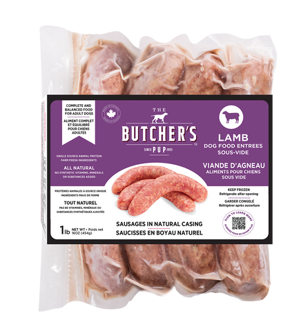 The Butcher's Pup - Lamb Sous-Vide Sausages - Gently Cooked Dog Food - 1 lb (Local Delivery Only)