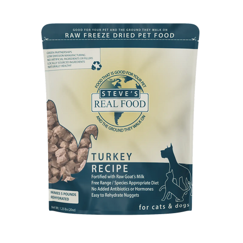 Steve's Real Food - Turkey Nuggets - Freeze-Dried Dog Food - 1.25 lb