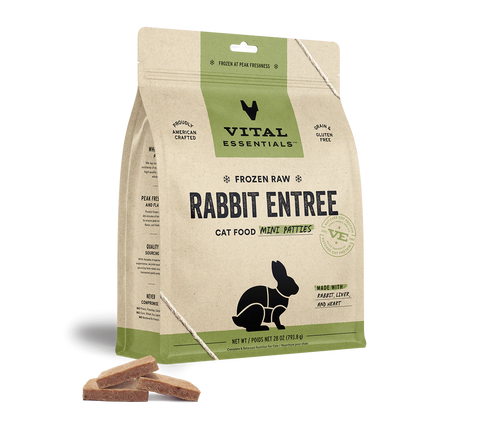 Vital Essentials - Rabbit Entree Mini Patties - Raw Cat Food - 28 oz (Local Delivery Only)