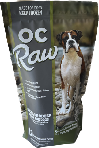 OC Raw - Frozen Duck & Produce Patties - Raw Dog Food - 6 lb (PRE-ORDER-Local Delivery Only)