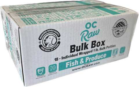 OC Raw - Frozen Fish & Produce Patties Bulk Box - Raw Dog Food - 18 lb (PRE-ORDER-Local Delivery Only)