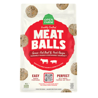 Open Farm - Beef & Pork Freshly Crafted Meatballs - Frozen Dog Food - 14oz
