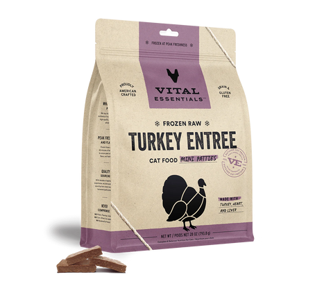 Vital Essentials - Turkey Entree Mini Patties - Raw Cat Food - 28 oz (Local Delivery Only)