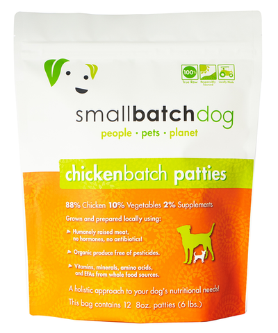 Small Batch - Chicken Batch Patties - Raw Dog Food - 6 lb (Local Delivery Only)