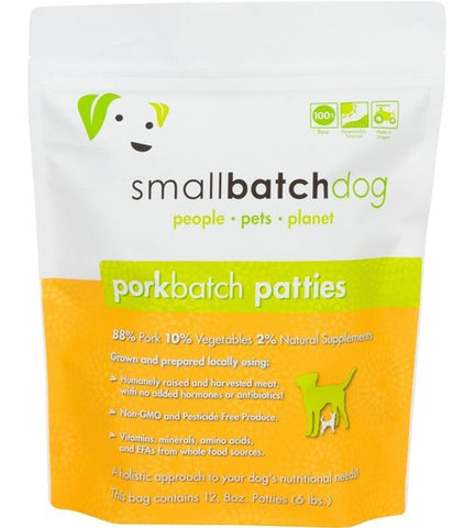 Small Batch - Pork Batch Patties - Raw Dog Food - 6 lb (Local Delivery Only)