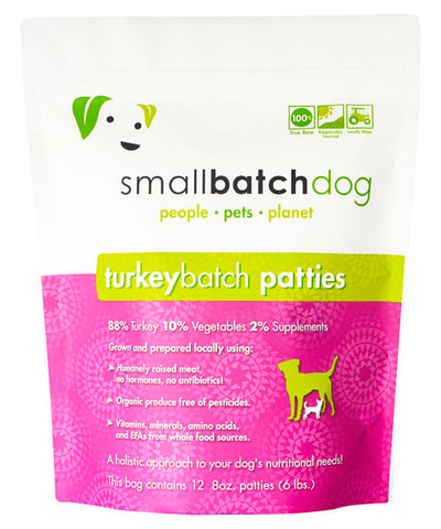 Small Batch - Turkey Batch Patties - Raw Dog Food - 6 lb (Local Delivery Only)